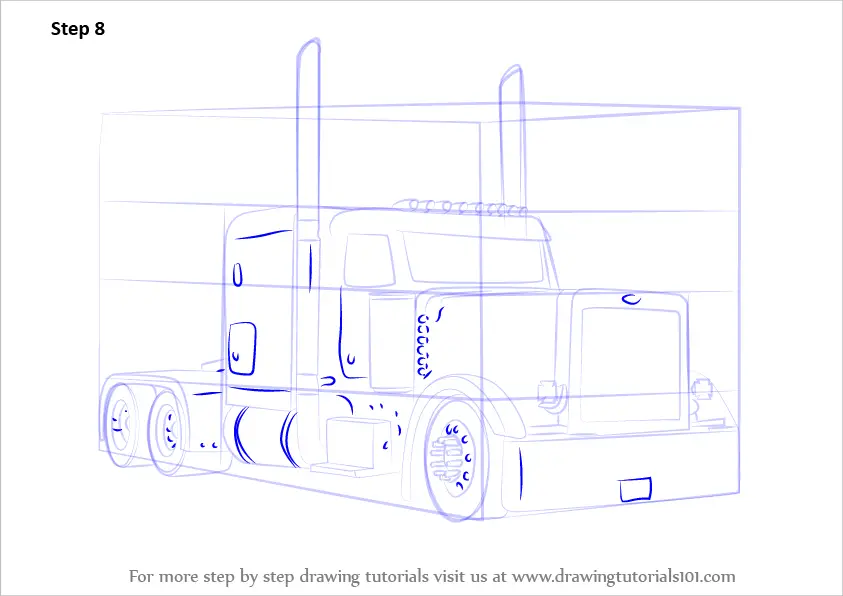 Learn How to Draw Peterbilt 379 Truck (Trucks) Step by Step : Drawing
