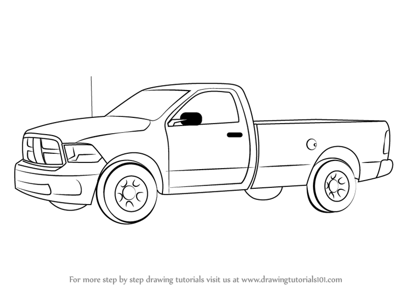 Learn How to Draw a Pickup Truck Trucks Step by Step : Drawing Tutorials