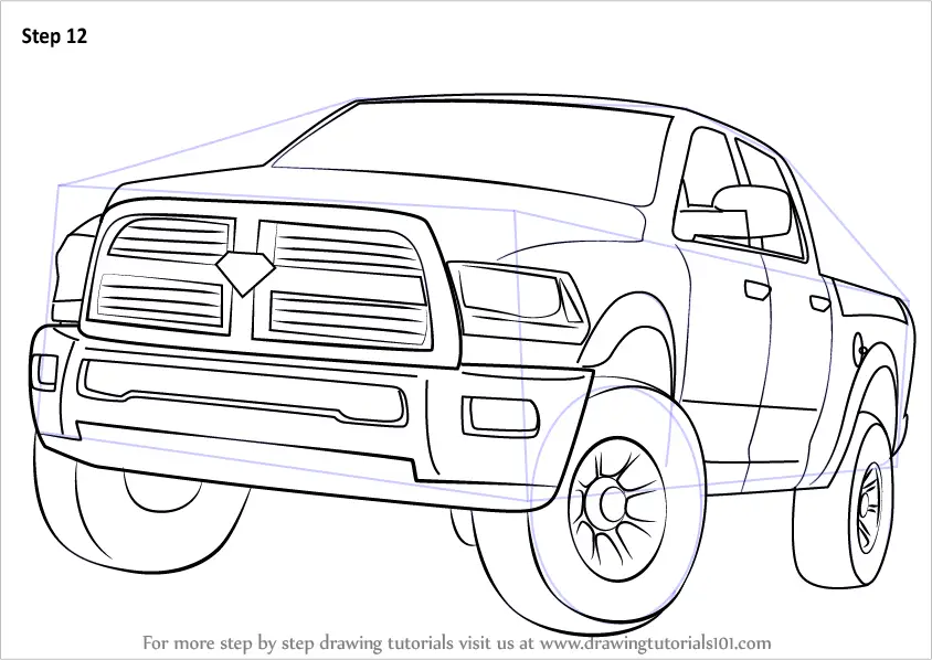 Learn How to Draw a Ram Truck (Trucks) Step by Step : Drawing Tutorials