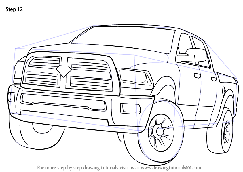 Learn How to Draw a Ram Truck (Trucks) Step by Step : Drawing Tutorials