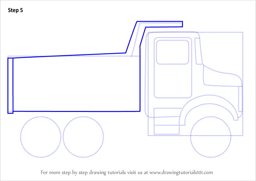 Learn How to Draw Simple Dump Truck (Trucks) Step by Step : Drawing