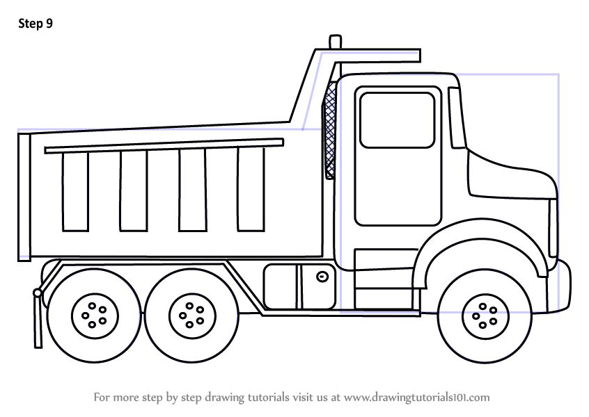 Learn How to Draw Simple Dump Truck (Trucks) Step by Step : Drawing