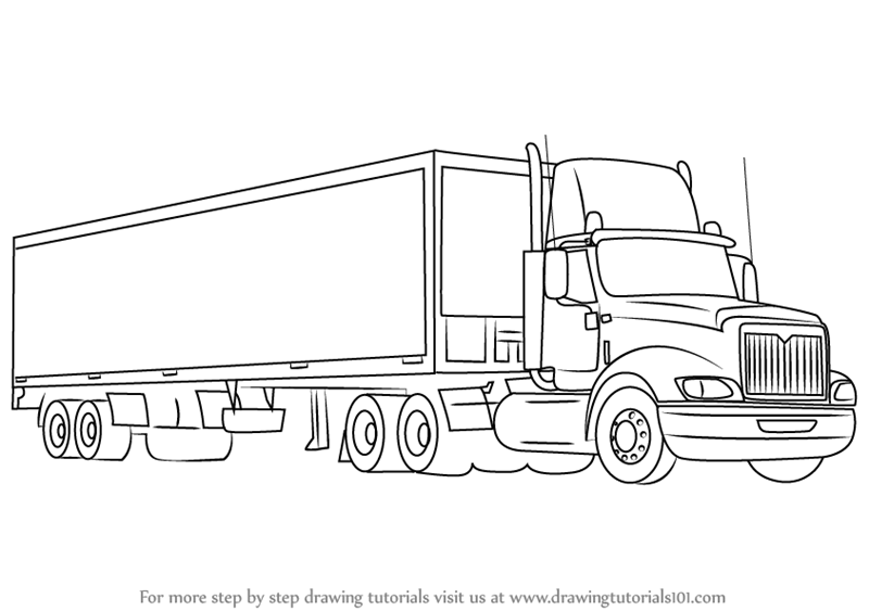 Learn How to Draw a Truck and Trailer (Trucks) Step by Step : Drawing