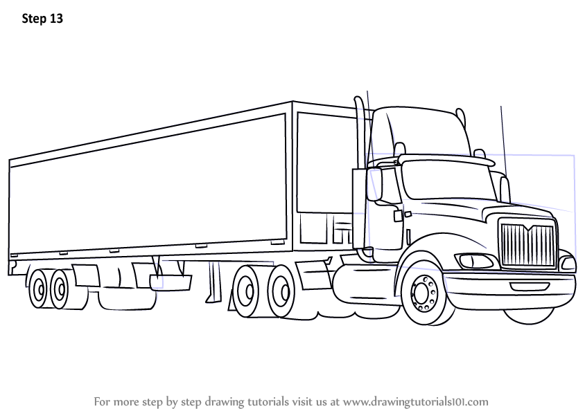 Learn How to Draw a Truck and Trailer Trucks Step by Step : Drawing Tutorials