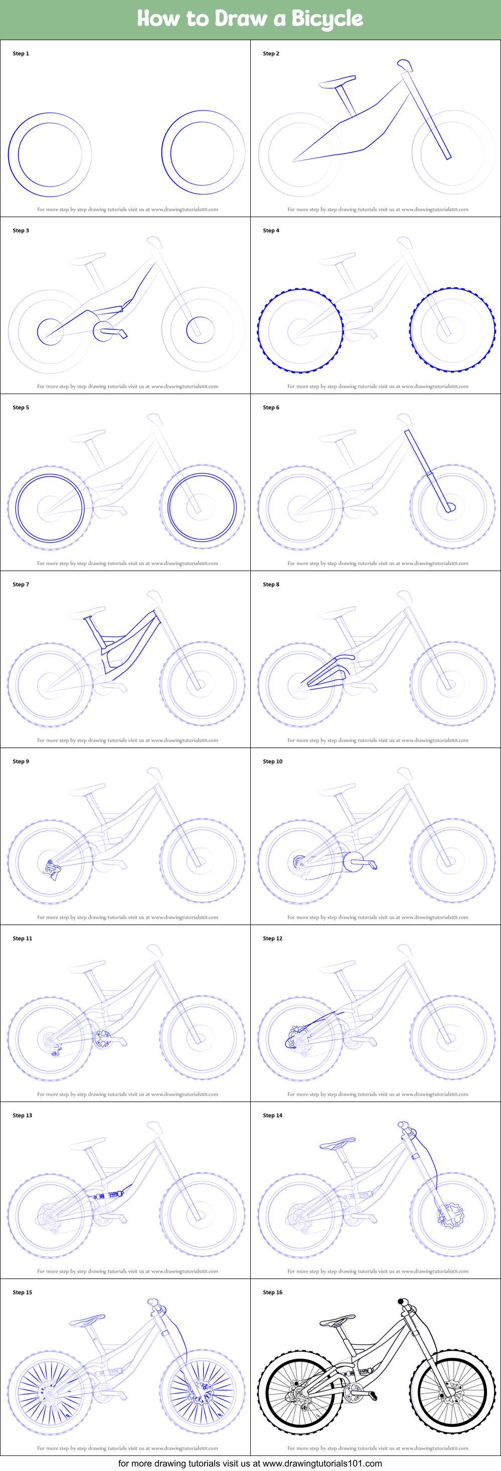 How to Draw a Bicycle Printable Step by Step