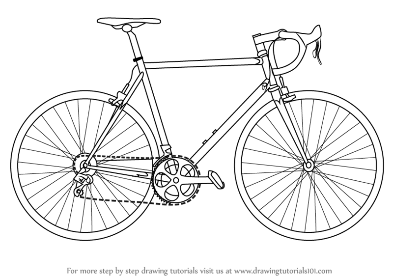 Step by Step How to Draw a Bike : DrawingTutorials101.com