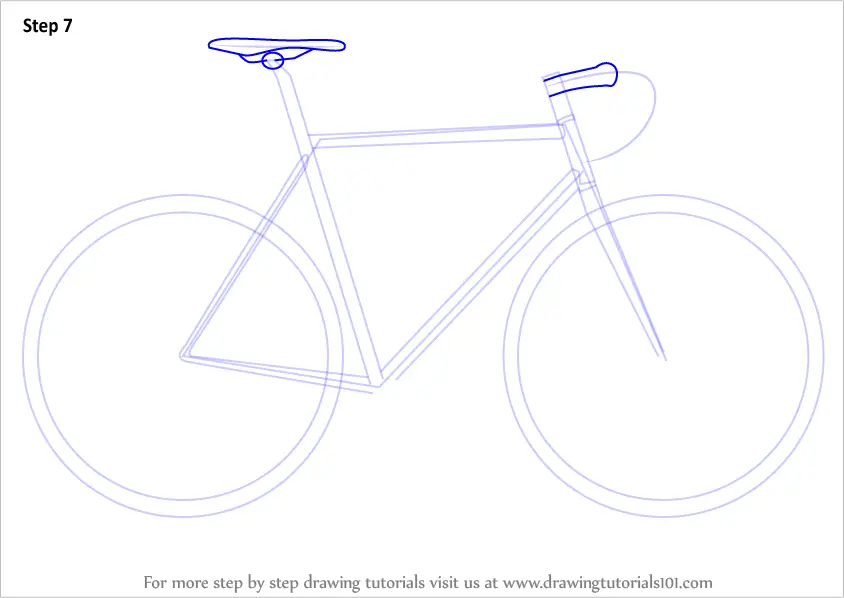Step by Step How to Draw a Bike : DrawingTutorials101.com