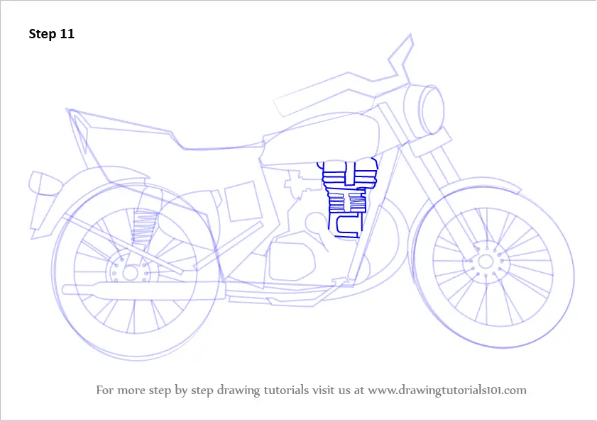 Learn How to Draw a Motorcycle (Two Wheelers) Step by Step : Drawing