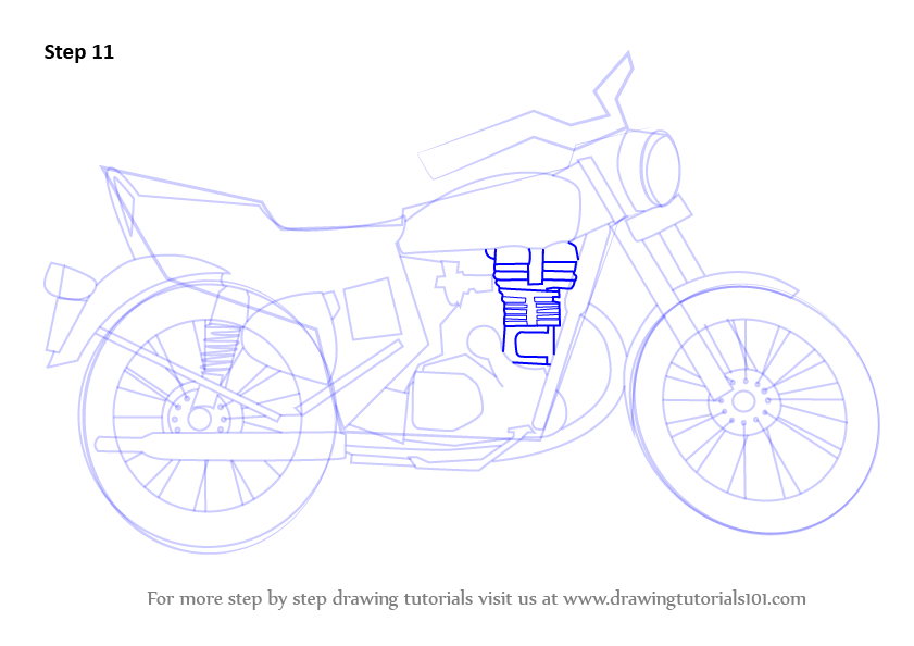 Learn How to Draw a Motorcycle (Two Wheelers) Step by Step : Drawing