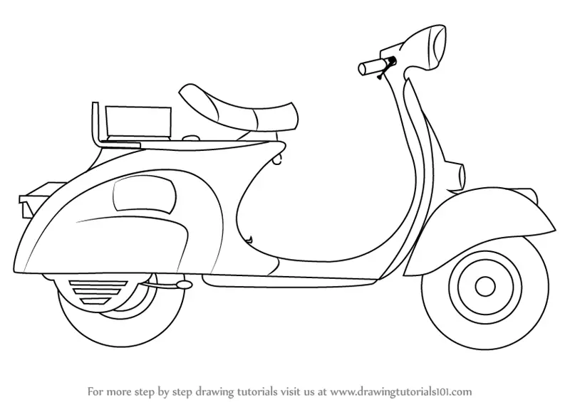 Learn How to Draw Scooter (Two Wheelers) Step by Step : Drawing Tutorials