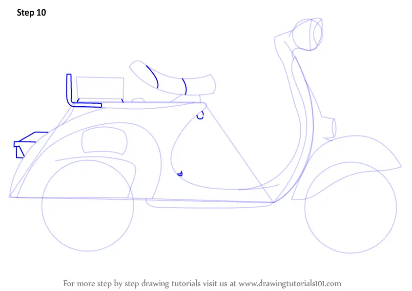 Learn How to Draw a Scooter (Two Wheelers) Step by Step : Drawing Tutorials