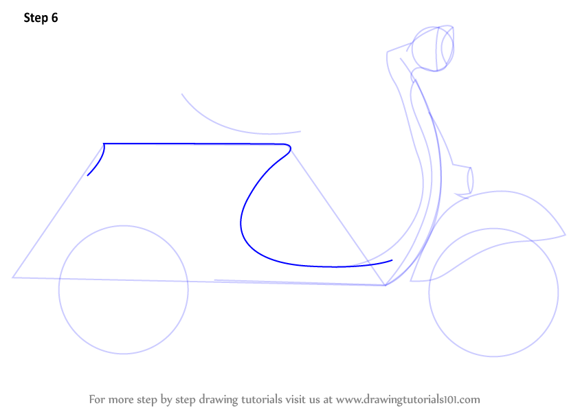 Learn How to Draw a Scooter (Two Wheelers) Step by Step : Drawing Tutorials