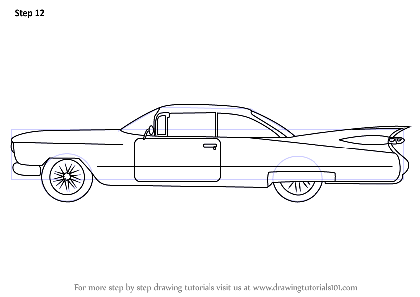 Learn How To Draw A Vintage Cadillac Vintage Step By Step Drawing Tutorials