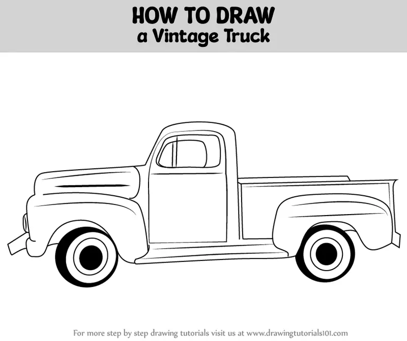 How to Draw a Vintage Truck (Vintage) Step by Step
