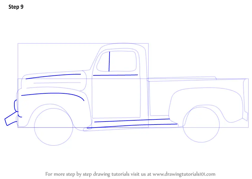 Step by Step How to Draw a Vintage Truck : DrawingTutorials101.com