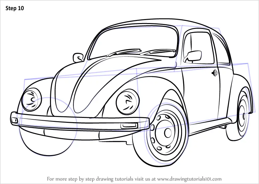 Learn How to Draw Vintage Volkswagen Beetle (Vintage) Step by Step