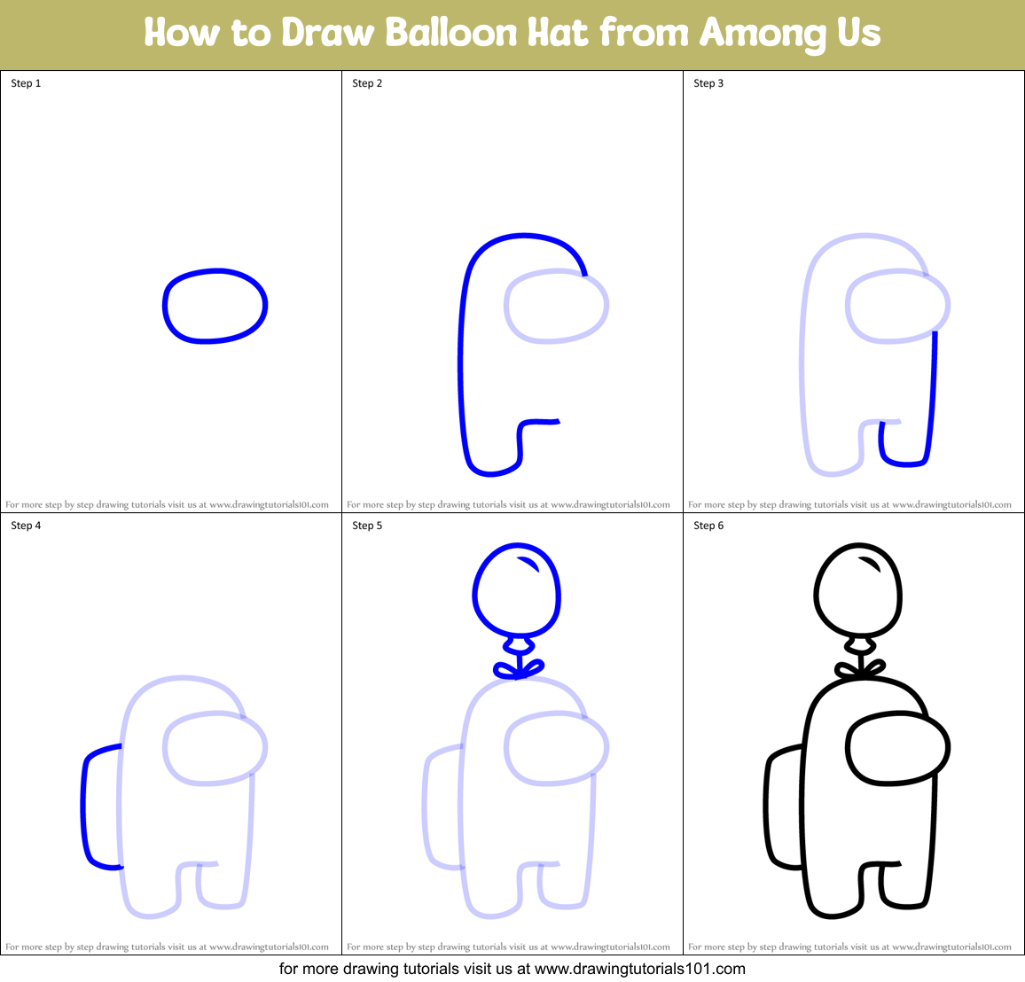 How to Draw Balloon Hat from Among Us Printable Step by Step