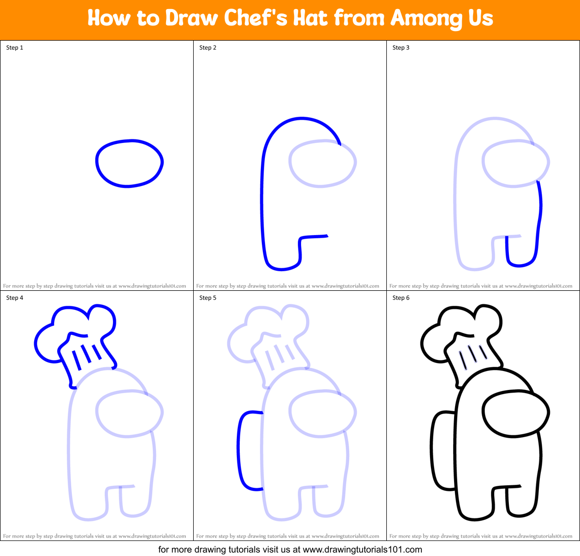 How to Draw Chef's Hat from Among Us Printable Step by Step