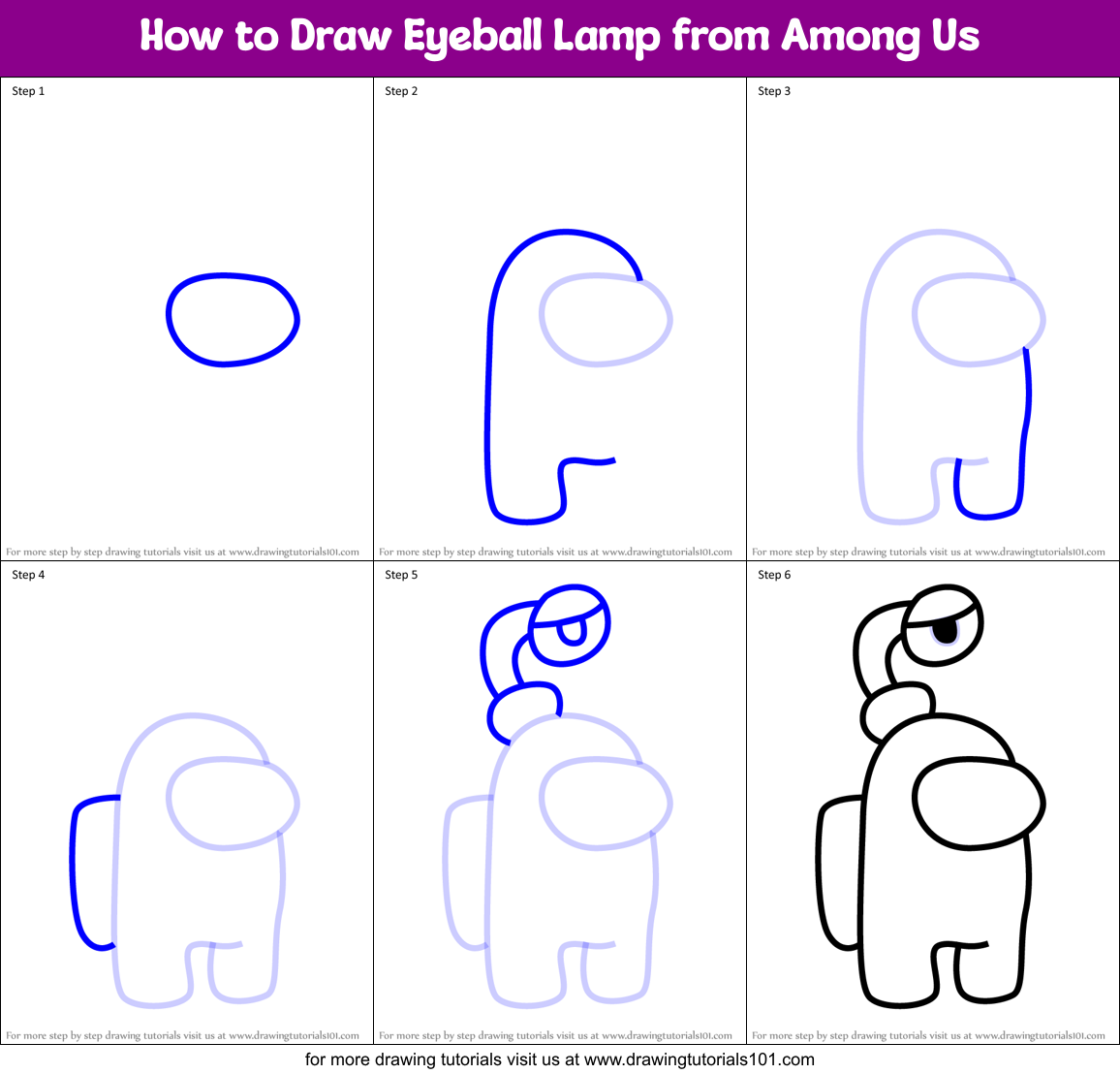 How to Draw Eyeball Lamp from Among Us Printable Step by Step