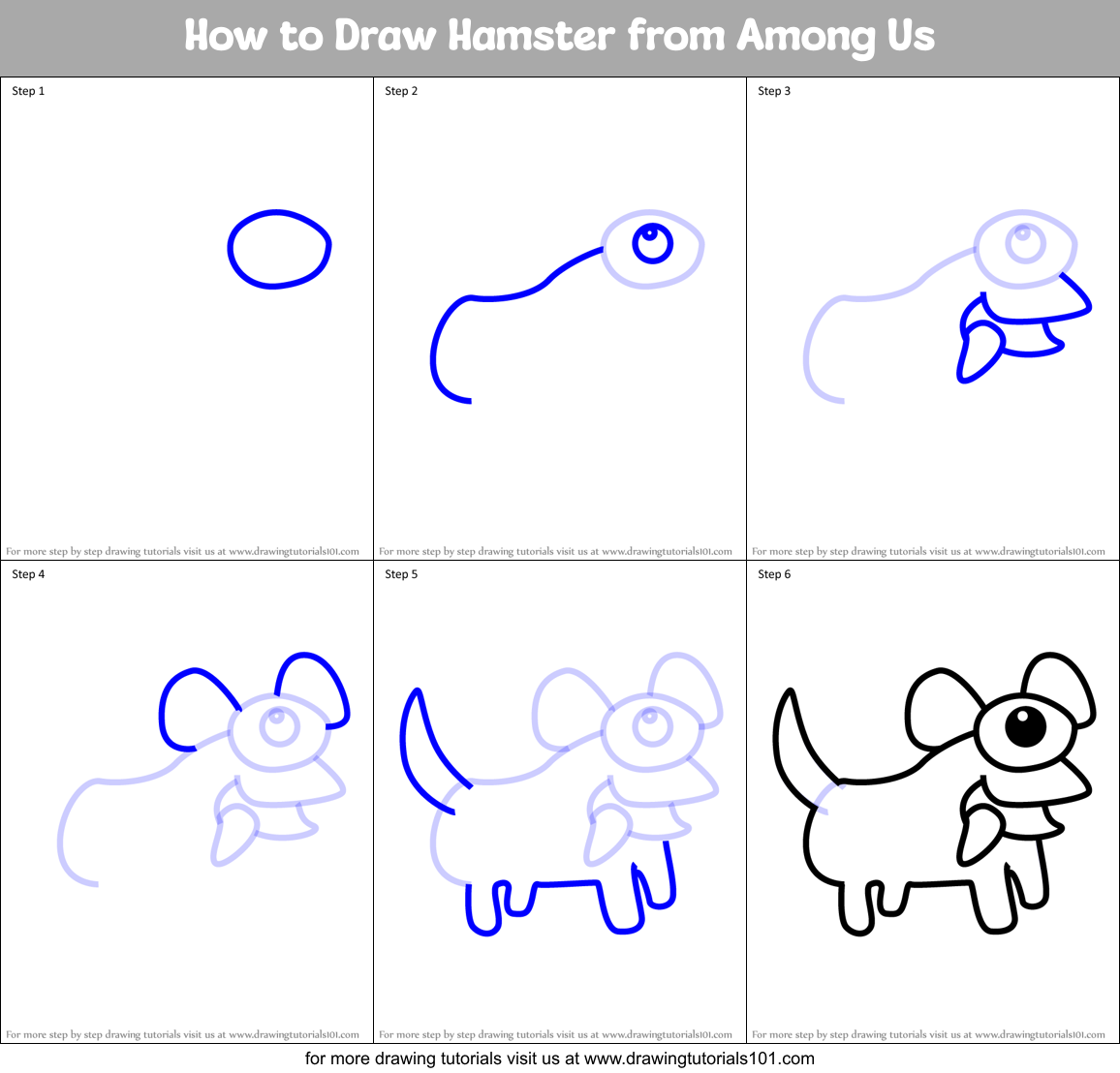How to Draw Hamster from Among Us Printable Step by Step