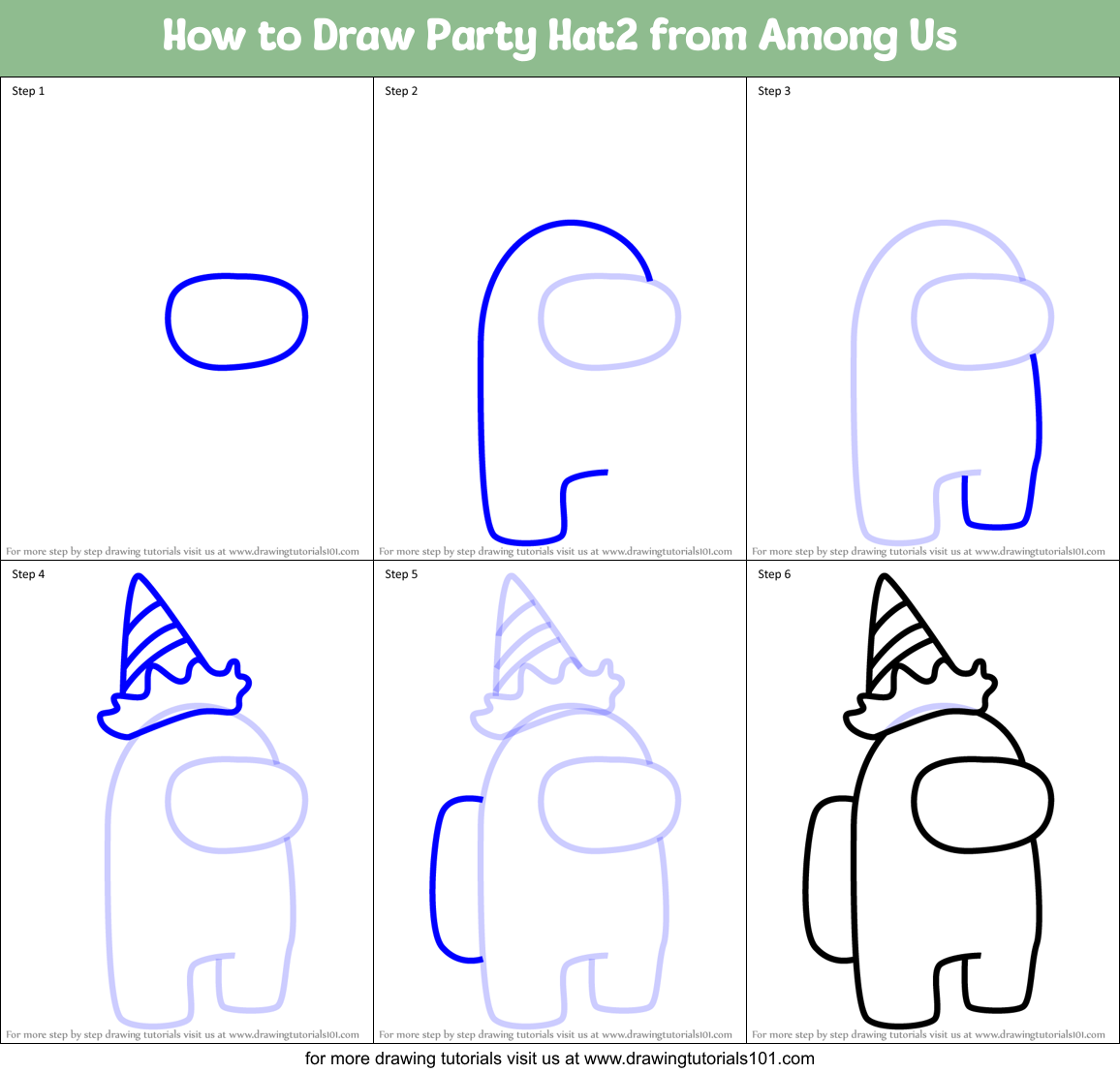 How to Draw Party Hat2 from Among Us Printable Step by Step