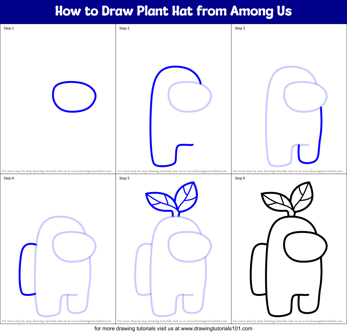 How to Draw Plant Hat from Among Us Printable Step by Step