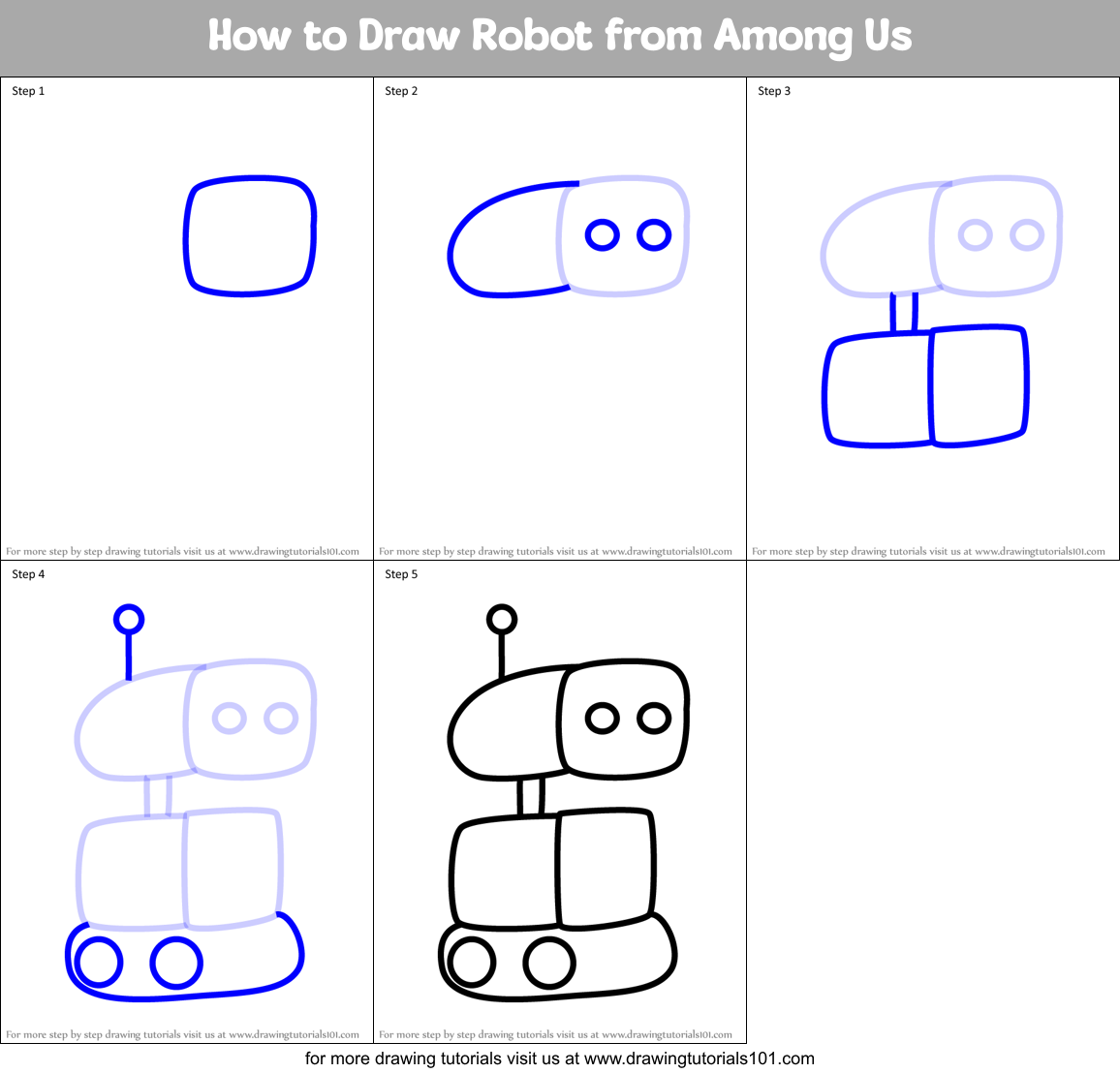 How to Draw Robot from Among Us Printable Step by Step