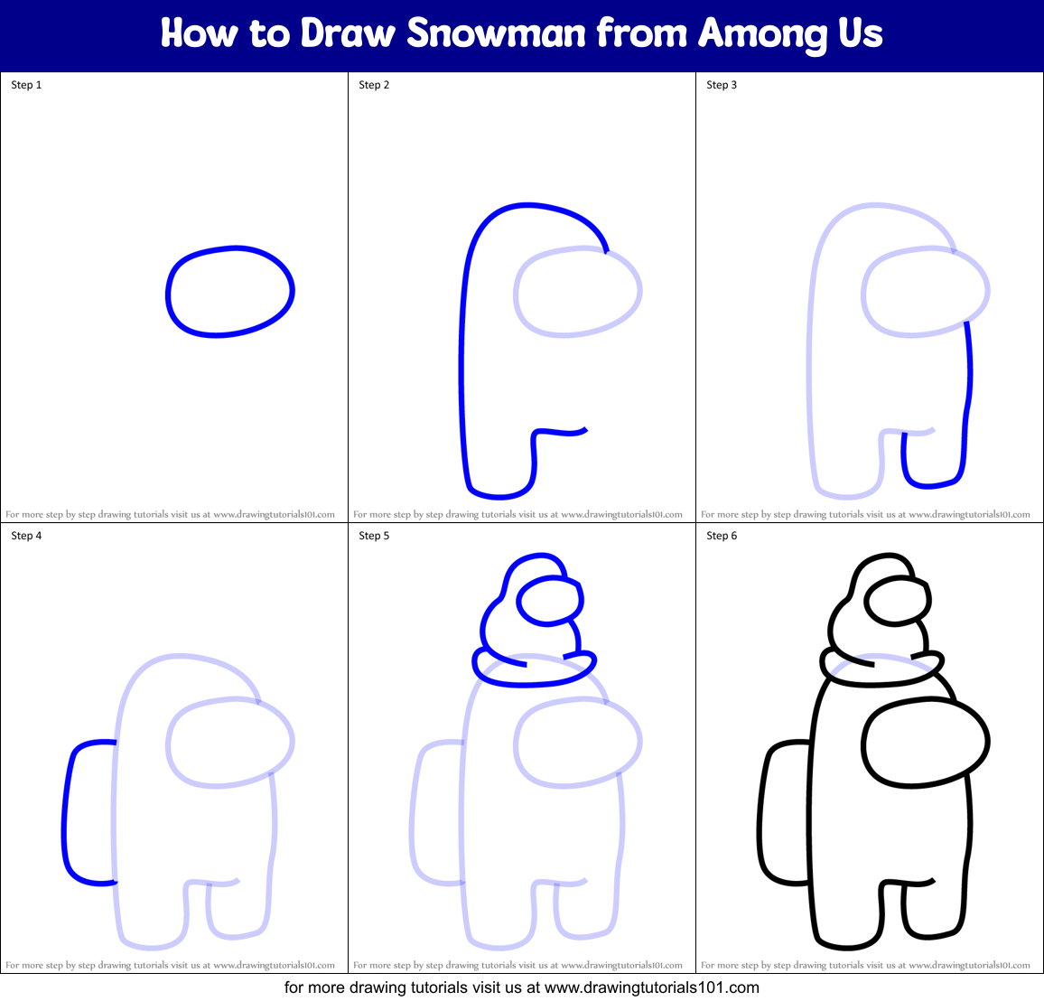 How to Draw Snowman from Among Us Printable Step by Step