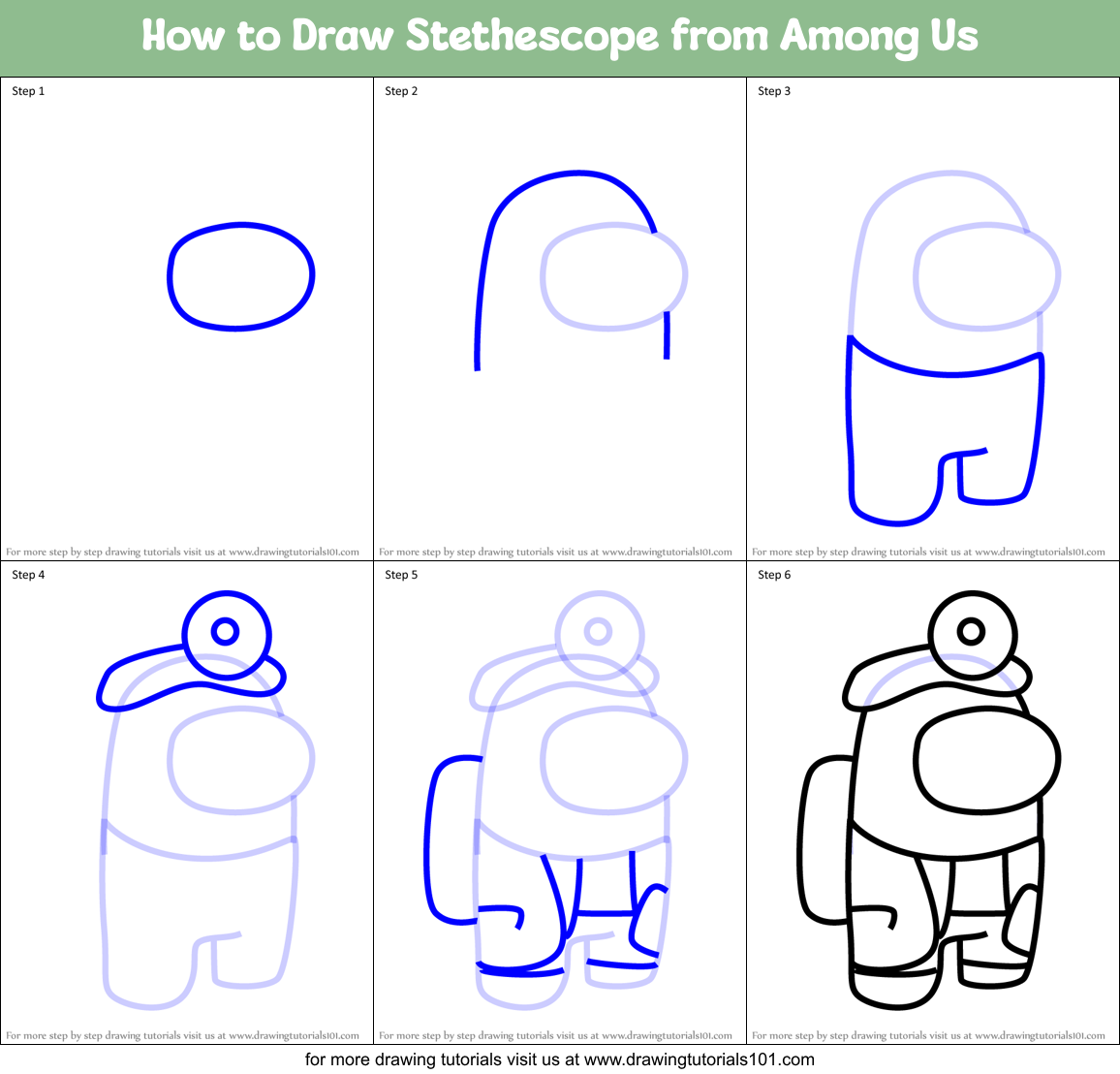How to Draw Stethescope from Among Us Printable Step by Step