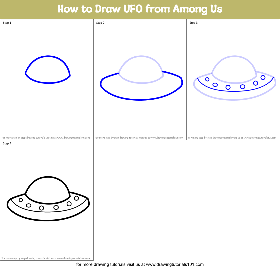 How to Draw UFO from Among Us printable step by step drawing sheet :  