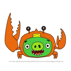 How to Draw Crab Pig from Angry Birds Pigs