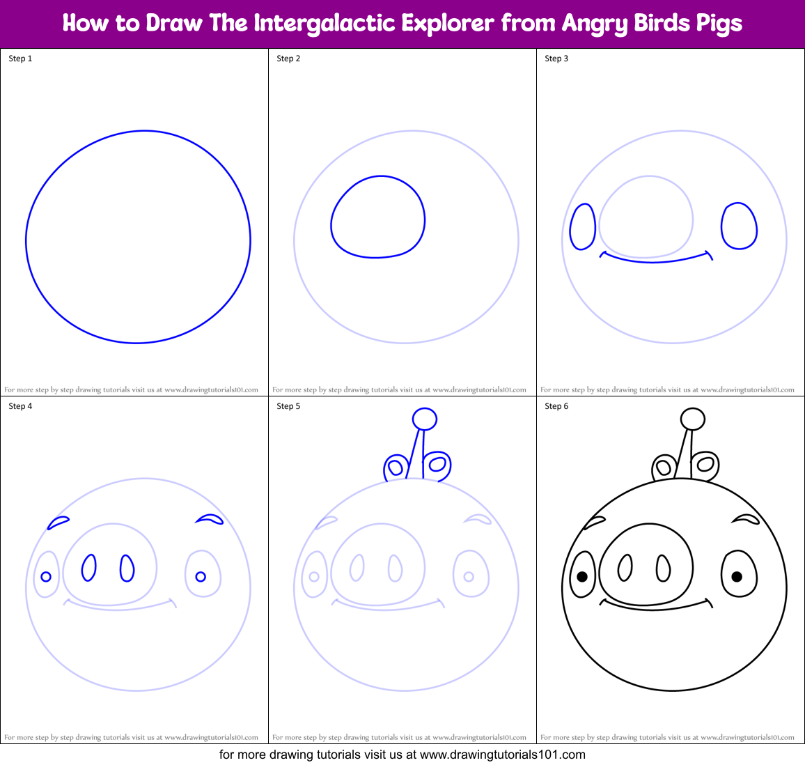 How to Draw The Intergalactic Explorer from Angry Birds Pigs Printable Step by Step
