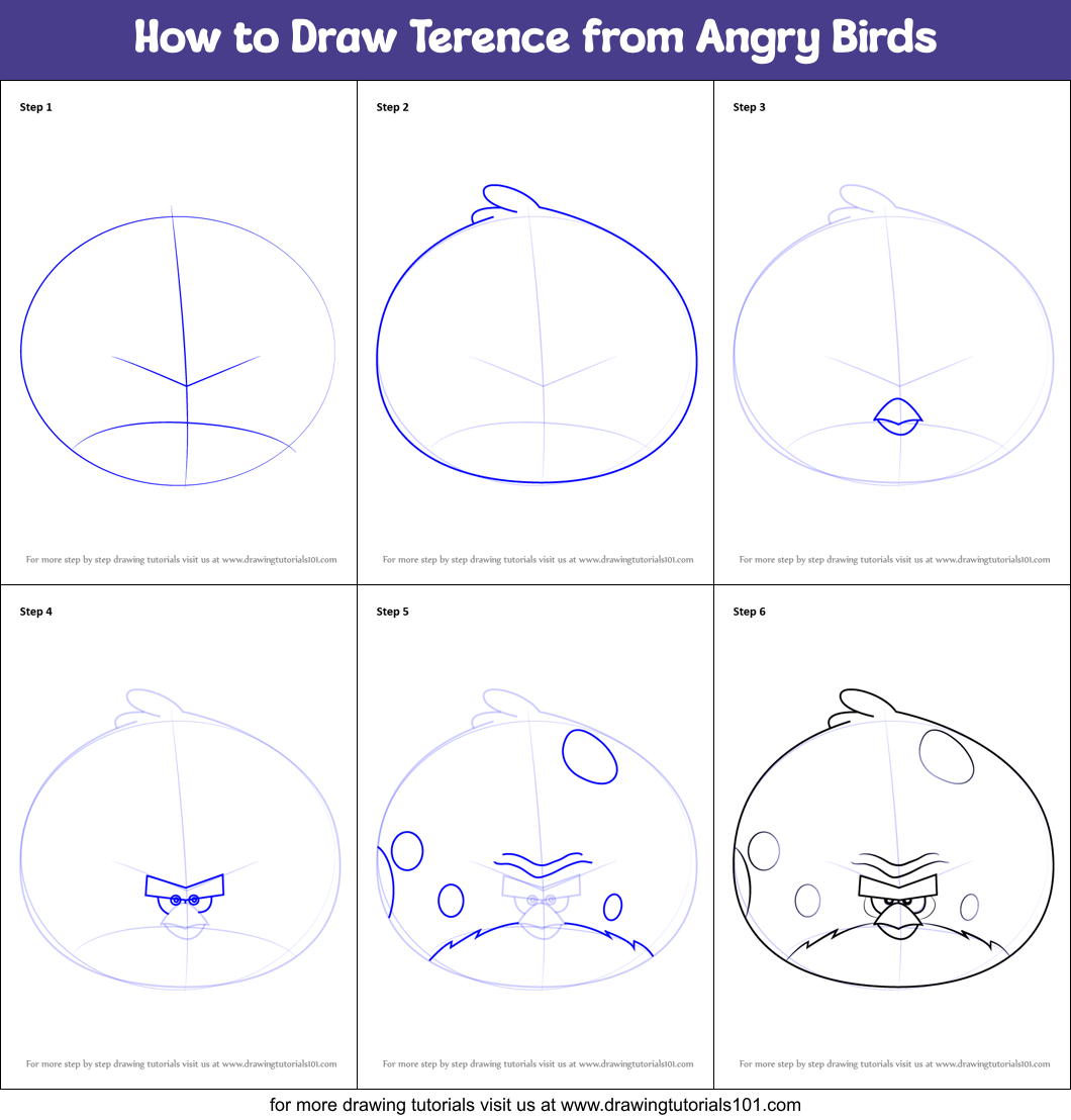 How to Draw Terence from Angry Birds Printable Step by Step
