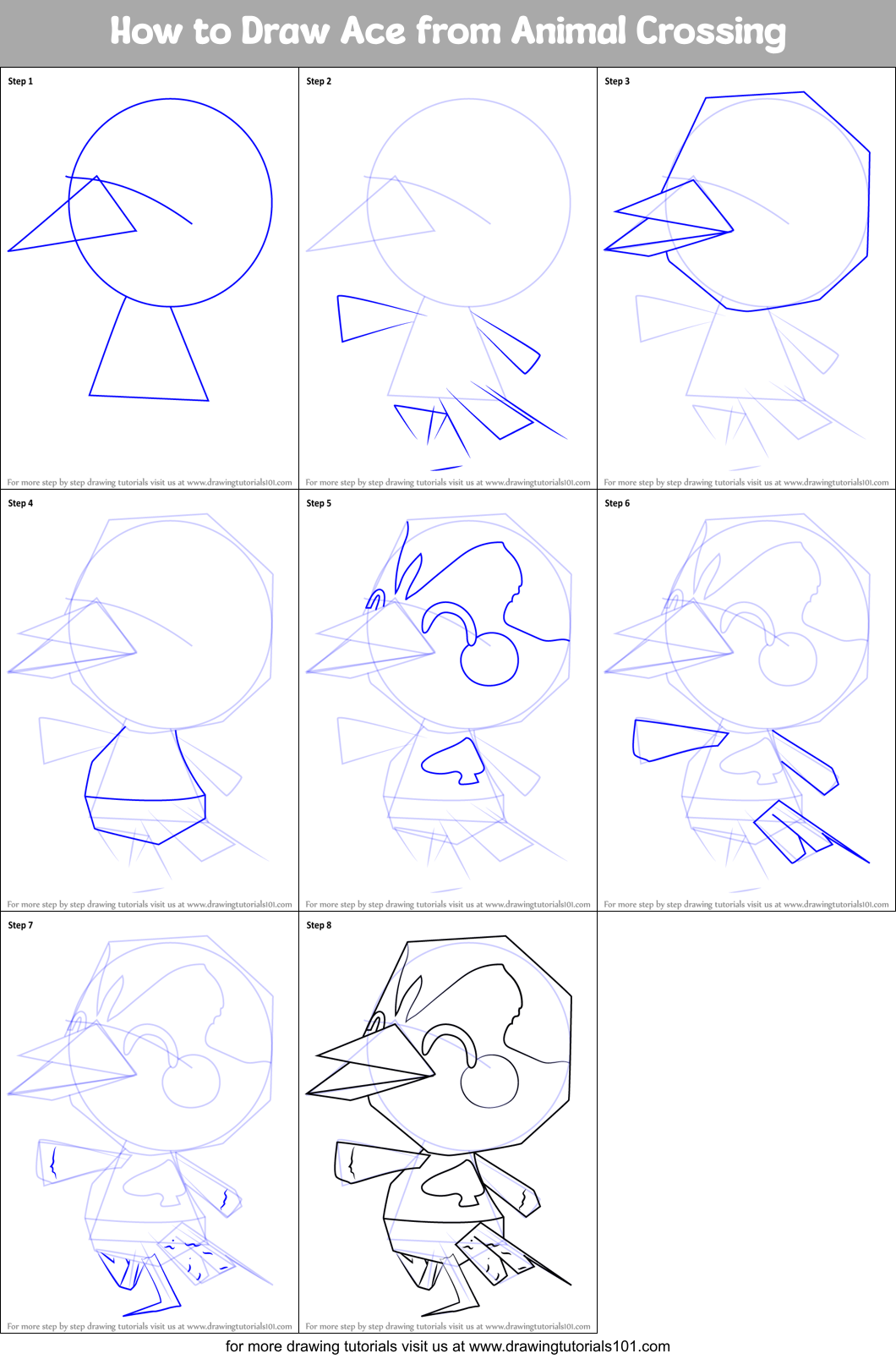 How to Draw Ace from Animal Crossing Printable Step by Step