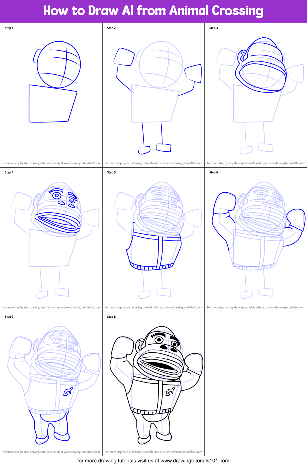 How to Draw Al from Animal Crossing Printable Step by Step
