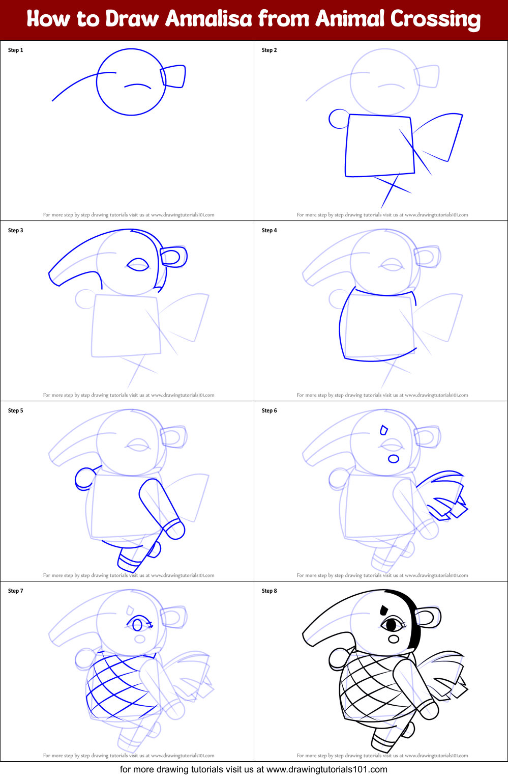 How to Draw Annalisa from Animal Crossing Printable Step by Step