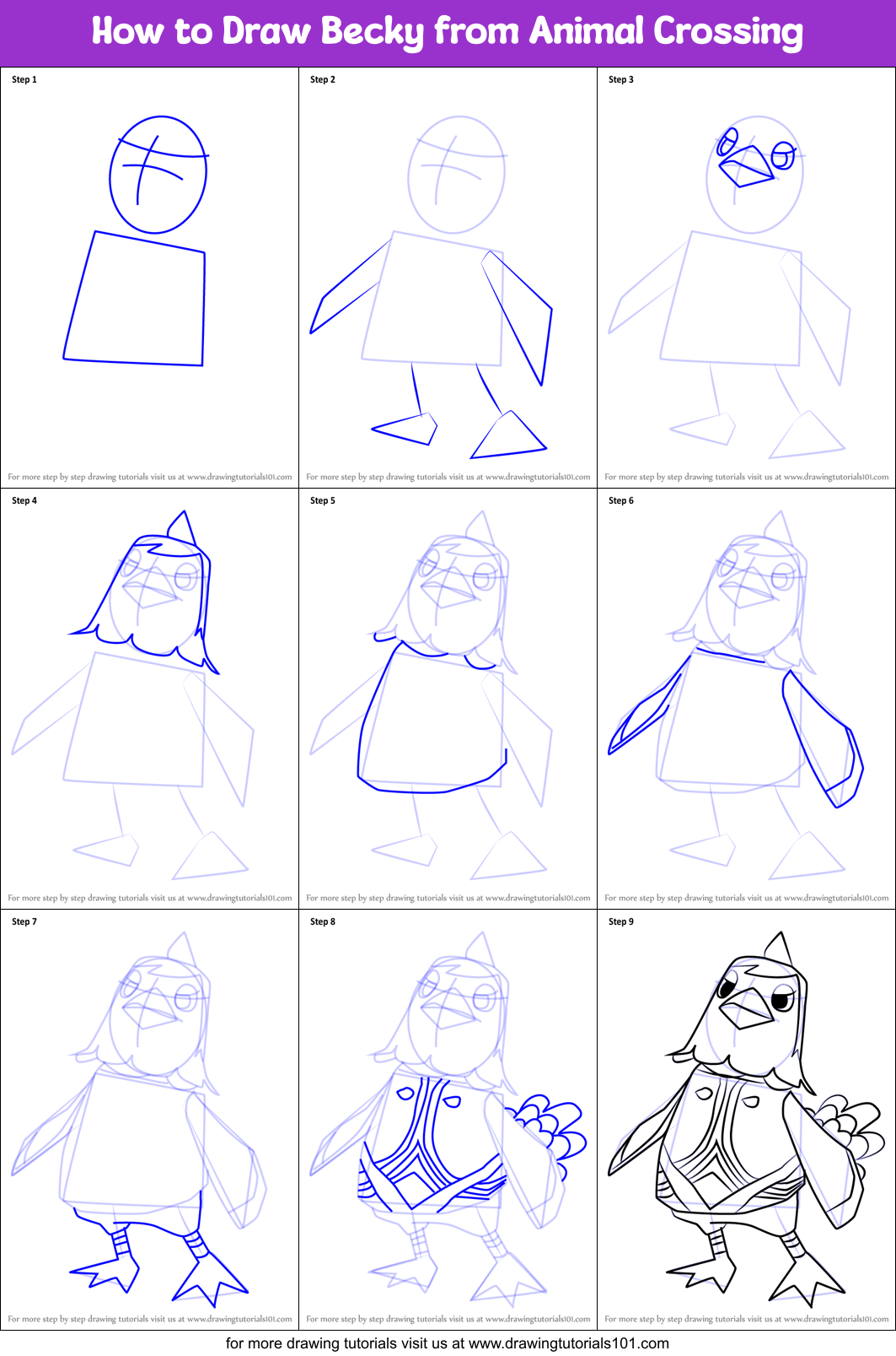 How to Draw Becky from Animal Crossing Printable Step by Step