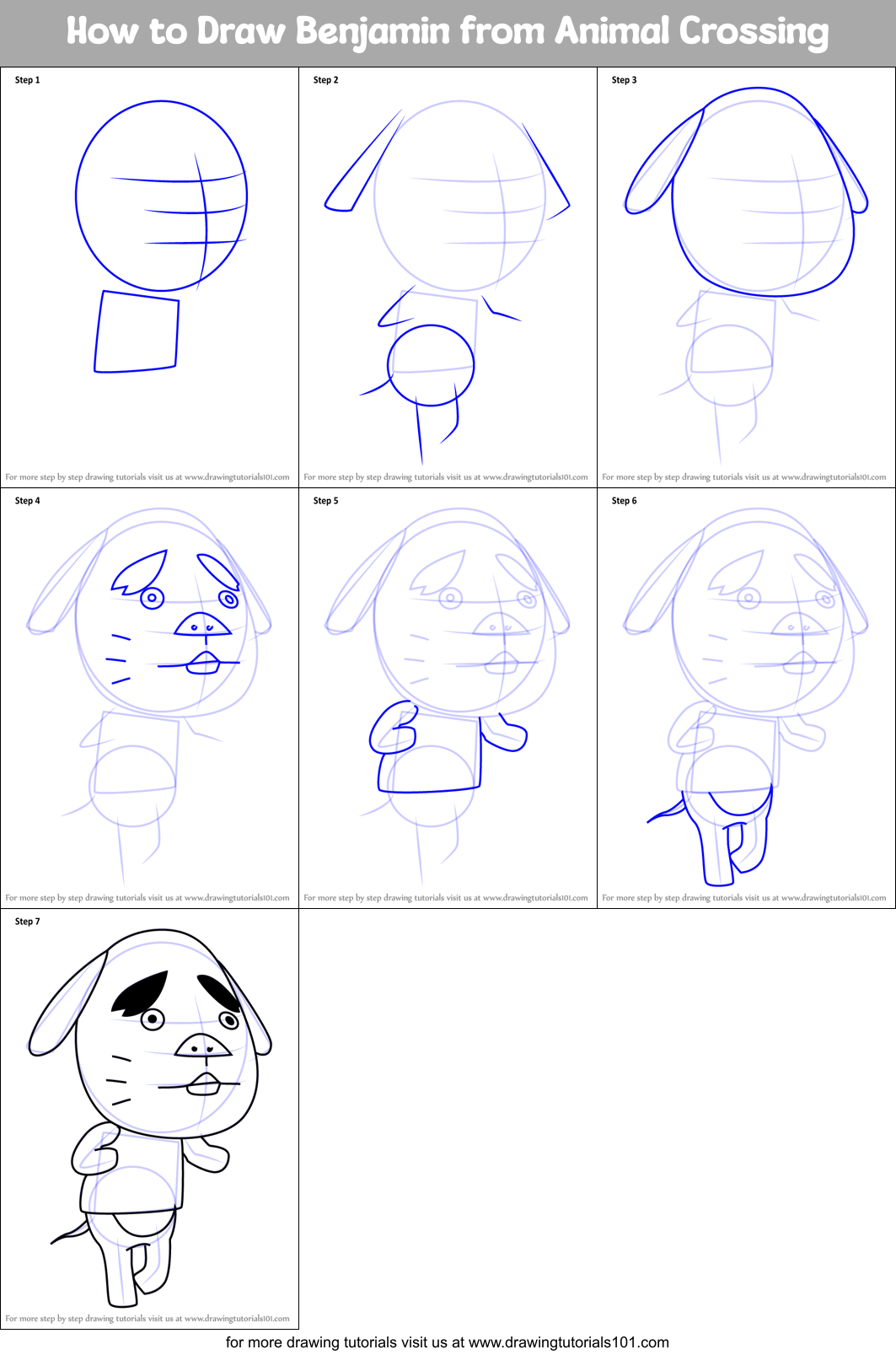 How to Draw Benjamin from Animal Crossing Printable Step by Step