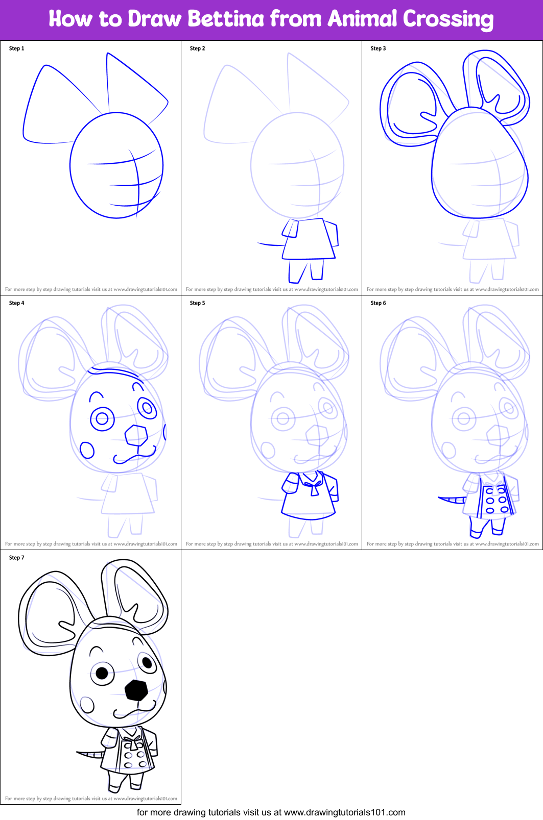 How to Draw Bettina from Animal Crossing Printable Step by Step