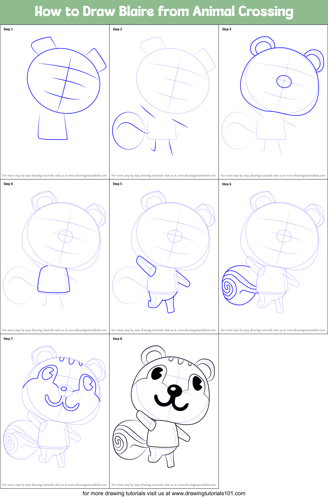 How to Draw Blaire from Animal Crossing Printable Step by Step