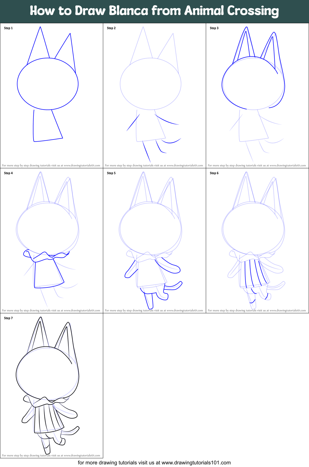 How to Draw Blanca from Animal Crossing Printable Step by Step