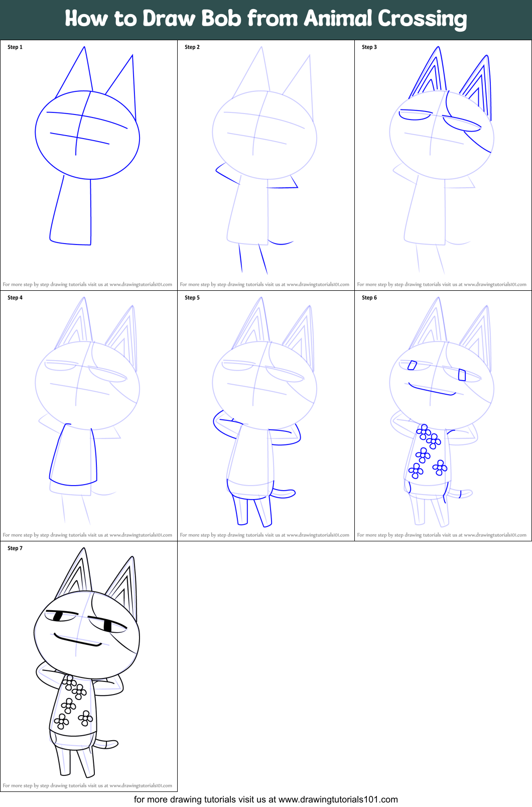 How to Draw Bob from Animal Crossing Printable Step by Step
