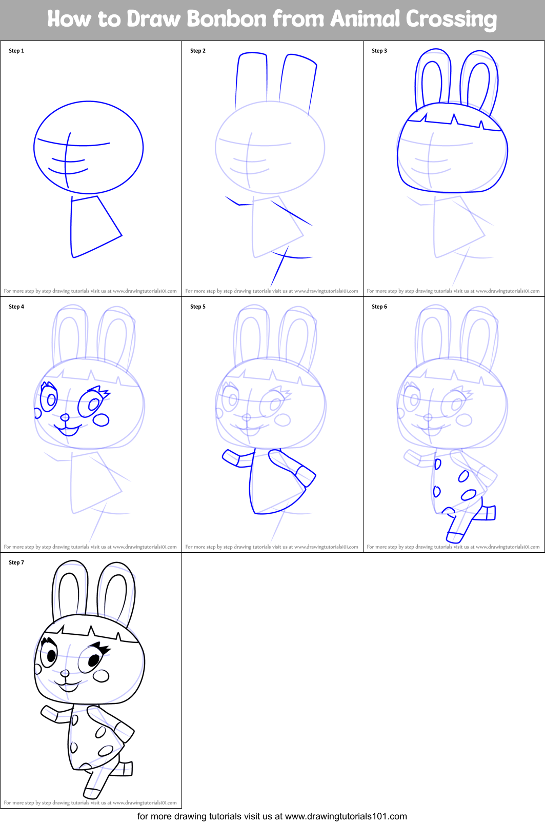 How to Draw Bonbon from Animal Crossing Printable Step by Step
