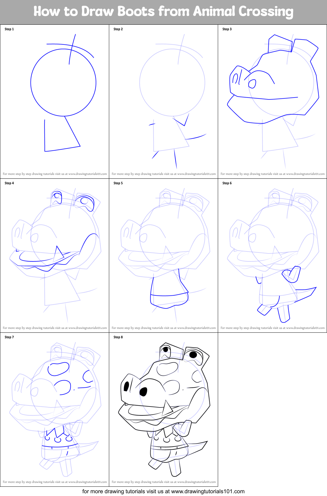 How to Draw Boots from Animal Crossing Printable Step by Step