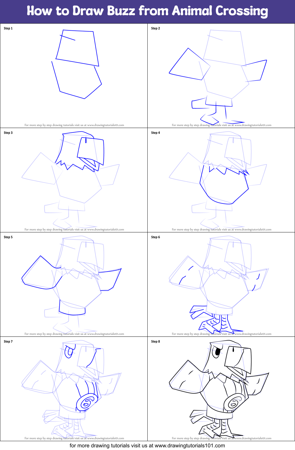 How to Draw Buzz from Animal Crossing Printable Step by Step