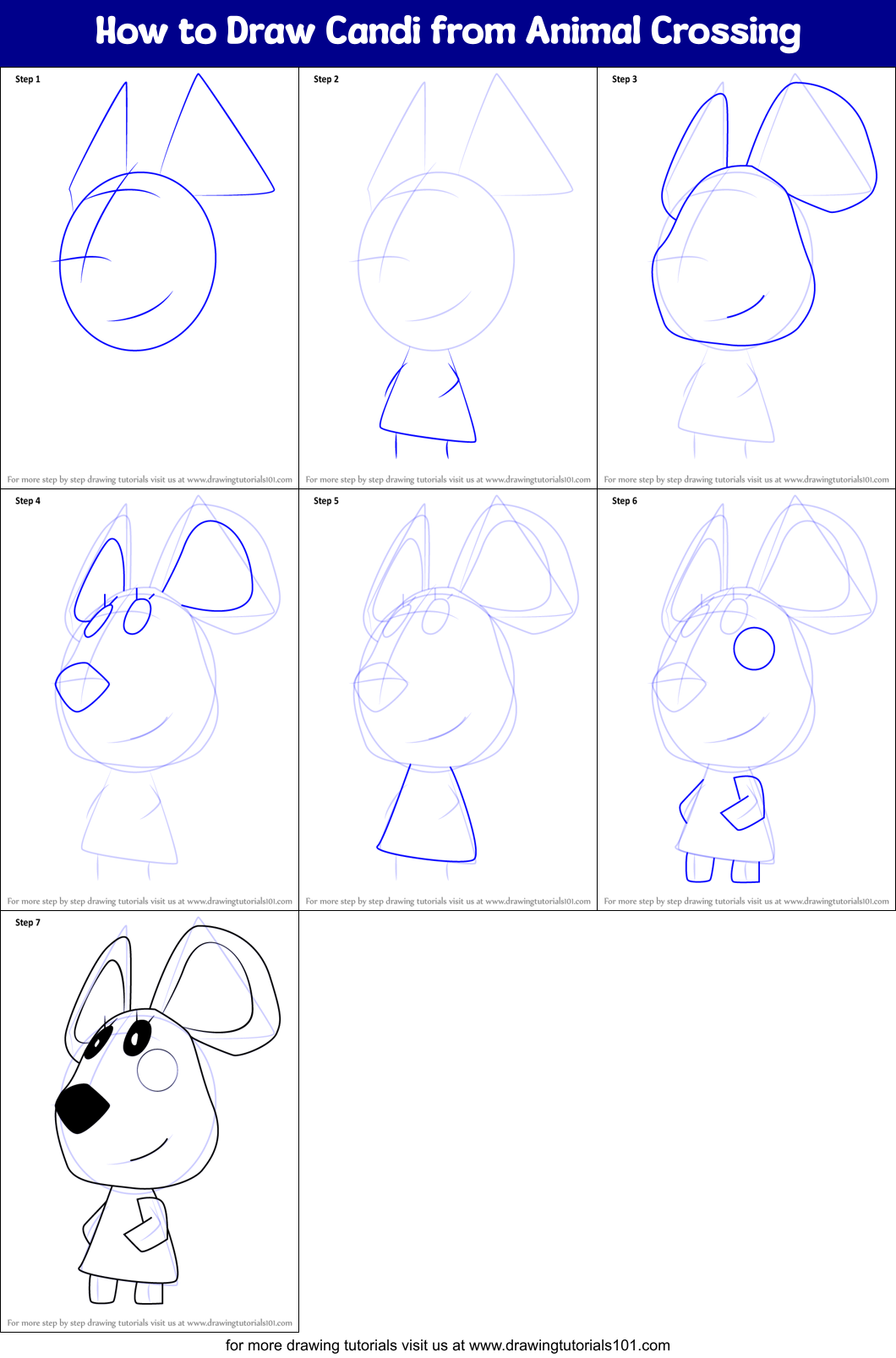 How to Draw Candi from Animal Crossing Printable Step by Step