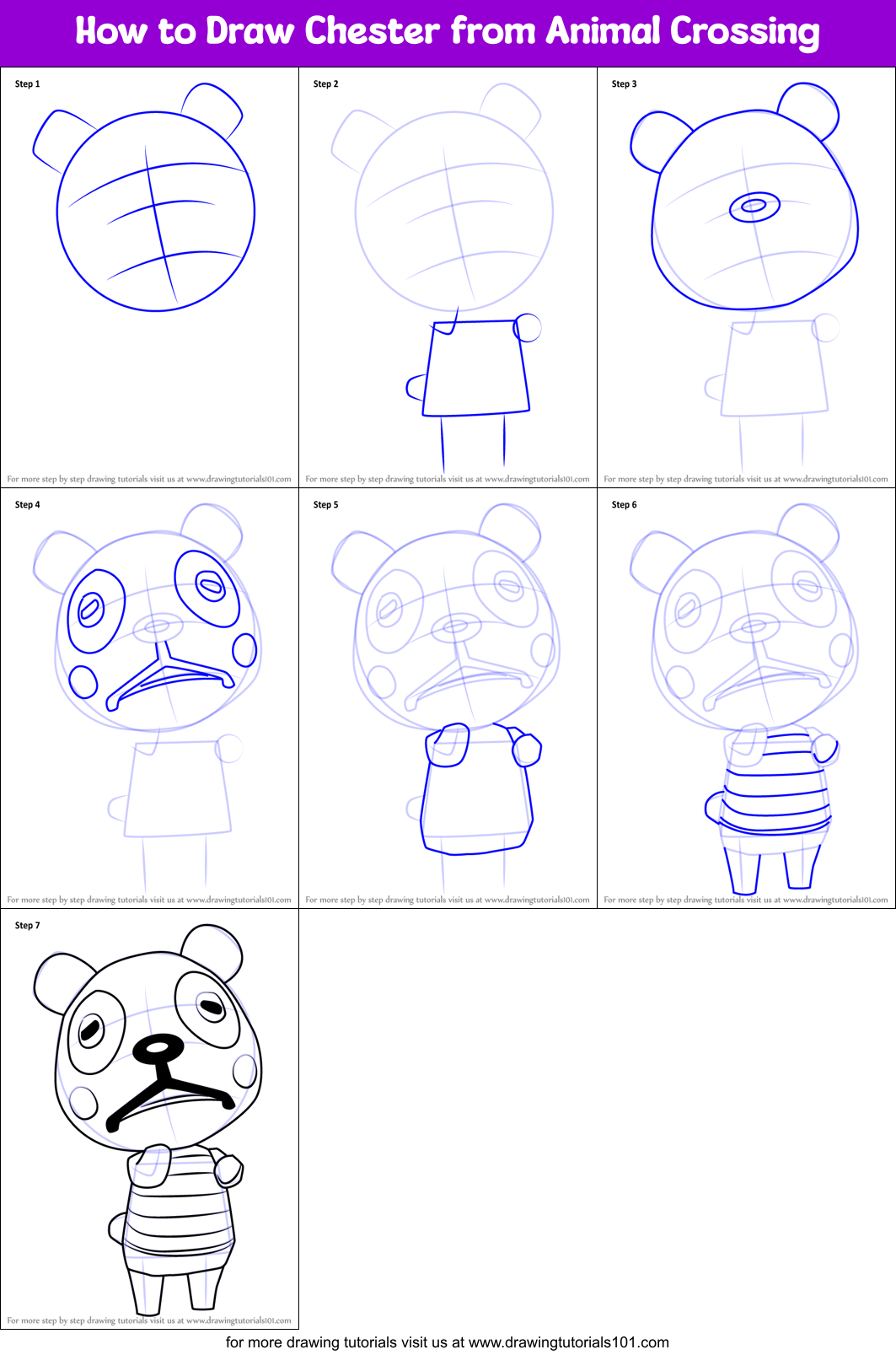 How to Draw Chester from Animal Crossing Printable Step by Step
