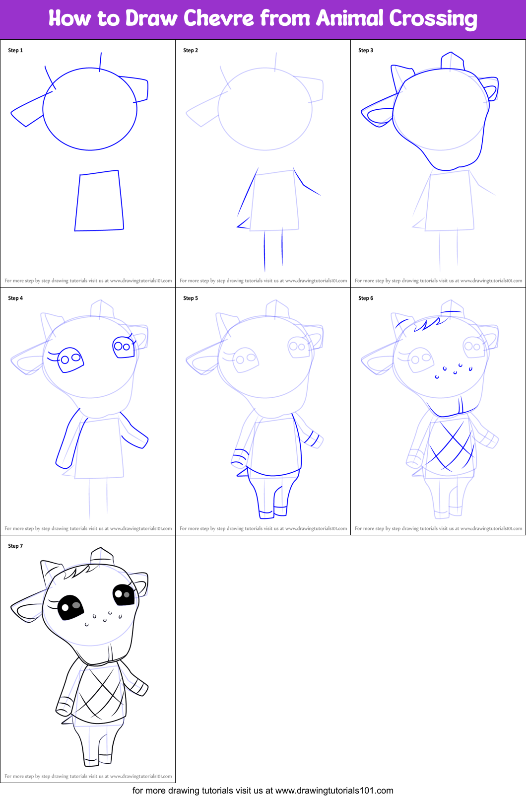 How to Draw Chevre from Animal Crossing Printable Step by Step