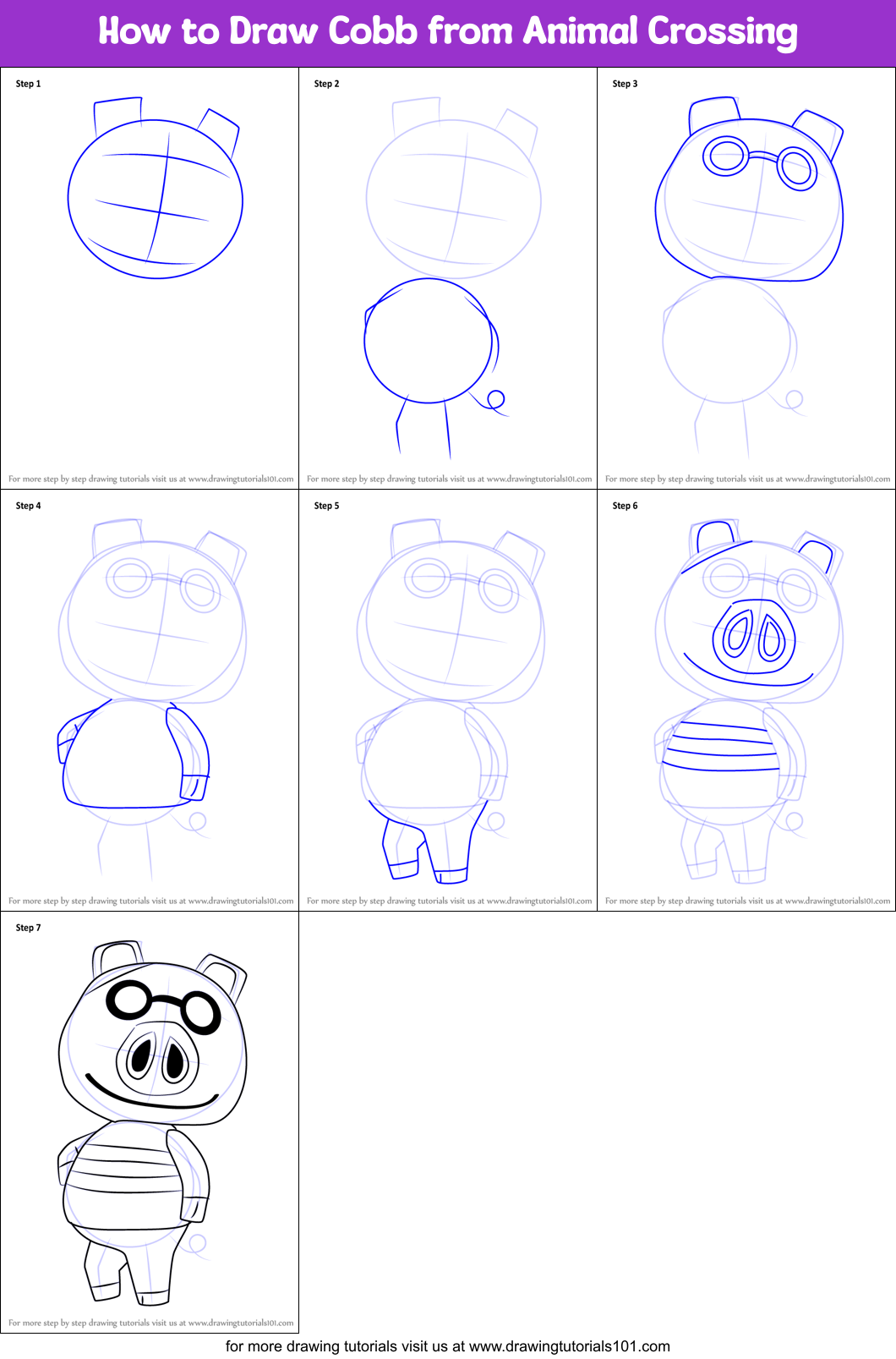 How to Draw Cobb from Animal Crossing Printable Step by Step