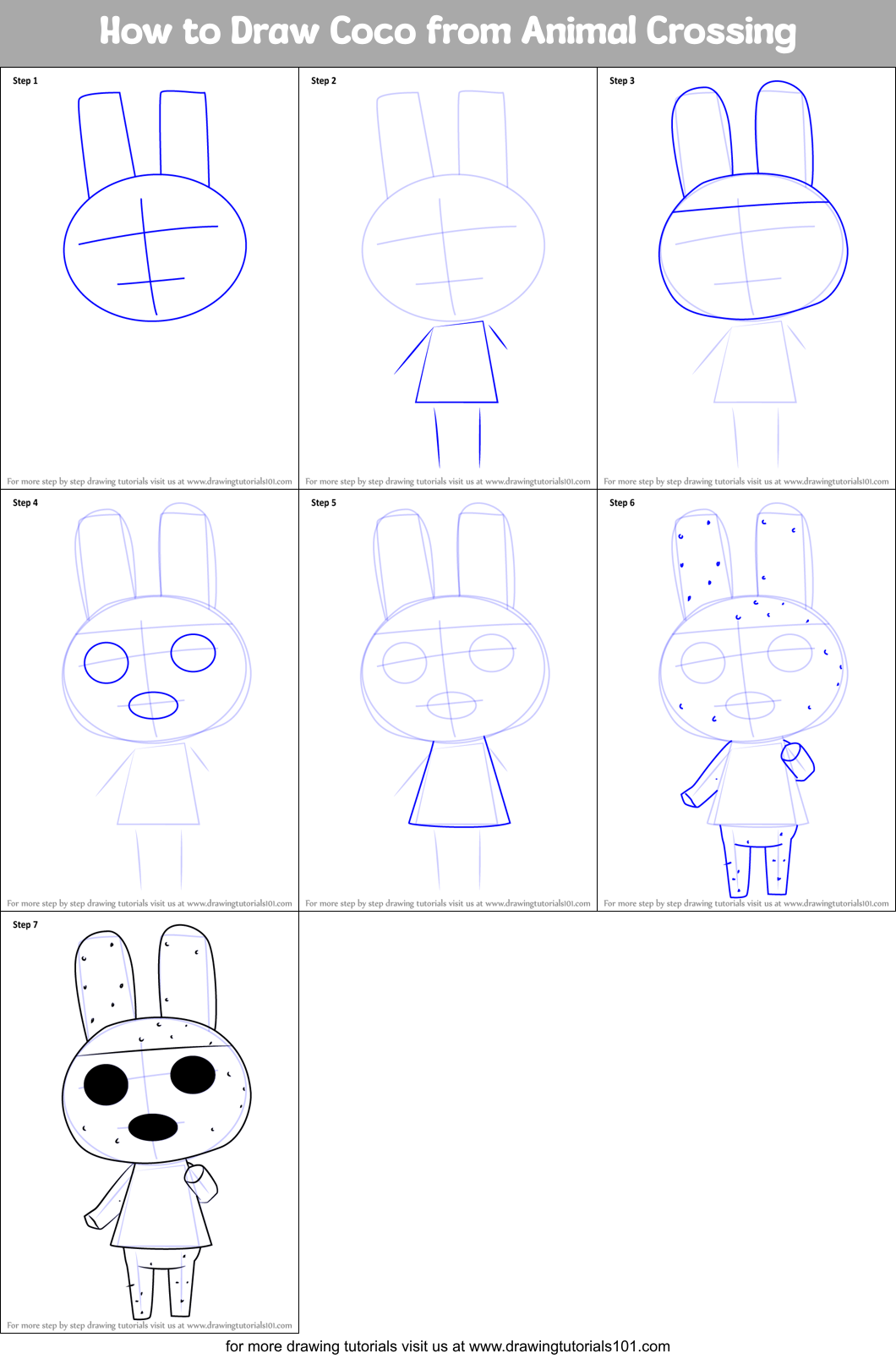 How to Draw Coco from Animal Crossing Printable Step by Step